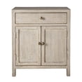 thumbnail image 1 of Benjara Lia Small Accent Cabinet- 2 Door- Drawer- Antique Style Whitewash Wood, 1 of 5