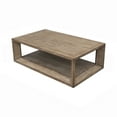 thumbnail image 1 of Limy Coffee Table, 54 Inch Rectangular Top, Shelf, Antique Brown Wood, 1 of 5