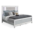 thumbnail image 1 of Benjara Lio Modern King Size Bed- LED- Mirror Trim- Silver Velvet, 1 of 5