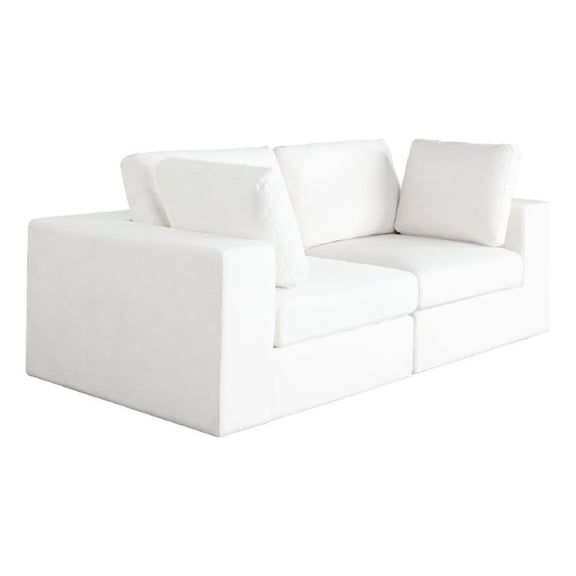 Benjara Lipi 2pc Modular Sofa Set- Mist White- 82" Solid Wood Frame