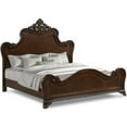 thumbnail image 1 of Benjara Lisa Queen Size Bed Traditional Carved Ornate Details, Classic Cherry Brown, 1 of 5