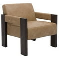 thumbnail image 1 of Benjara Live Accent Chair, Cushioned Seat, Brown Faux Leather, Espresso Brown Wood, 1 of 5