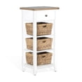 thumbnail image 1 of Livy Storage Rack End Table with 3 Natural Brown Rattan Baskets, White, 1 of 5