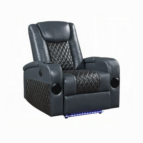 Liza Power Motion Recliner Chair, Bluetooth, Gray Black Faux Leather