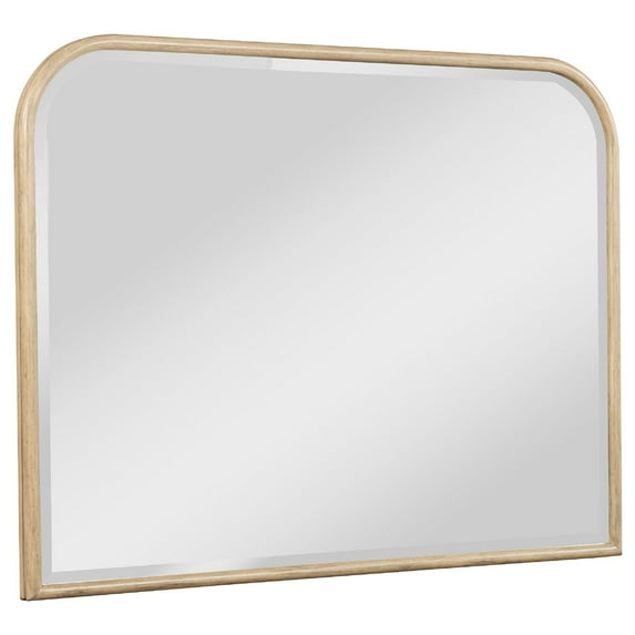 Benjara Lno Dresser Mirror, Beige Oak Wood Frame, Rectangular 36 Inch