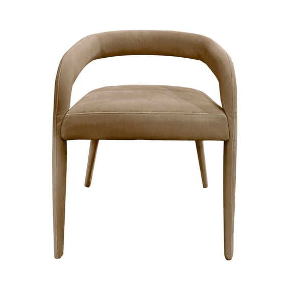 Lon 23 Inch Dining Chair, Cushioned Seat, Curved Open Back, Beige Polyester