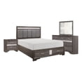 thumbnail image 1 of Benjara Lucy 4 Pc Queen Bedroom Set- Faux Leather Channel Tufted- Silver/Gray, 1 of 5