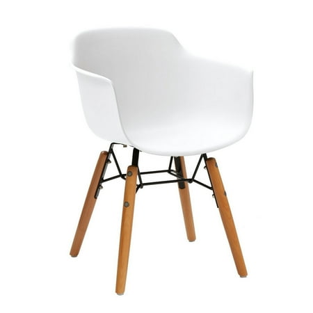 Lyna 16 Inch Kids Side Chair with Solid Back- Set of 4-Angled Wood Base- White