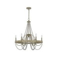 thumbnail image 1 of Maci 28 Inch Chandelier, White Beaded Candelabra Design, Brown Wood, 1 of 7