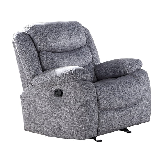 Benjara Manual Motion Glider Recliner with Fabric Upholstery, Gray