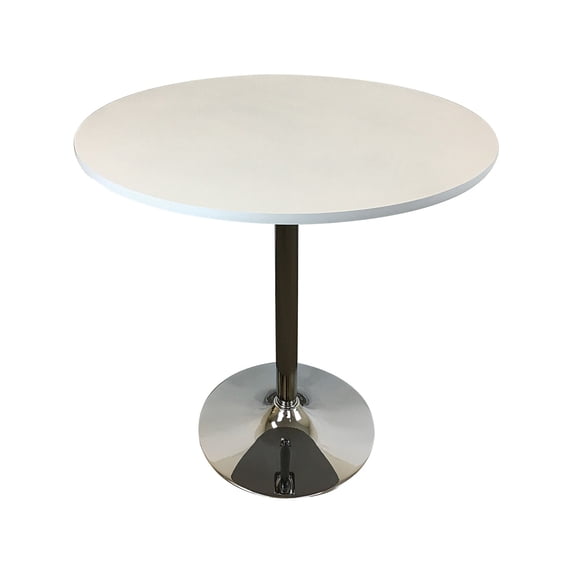 Benjara Mari 36 Inch Counter Height Table, White Round Top and Stainless Steel Base