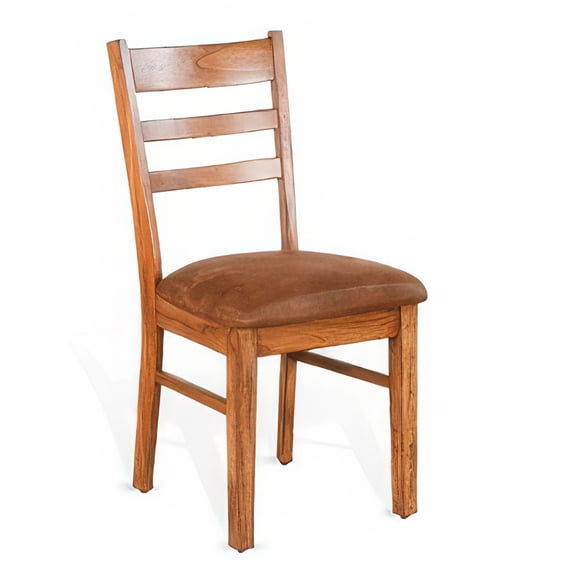 Marv Dining Chair Set of 2, Ladderback, Saddle Seat, Light Brown Wood