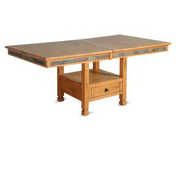 Marv Extendable n Dual Height Dining Table, 72-84 Inch Top, Brown