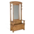 thumbnail image 1 of Marv Foyer Hall Tree Coat Hanger w Mirror, Storage Bench, Light Brown, 1 of 5
