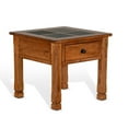 thumbnail image 1 of Marv Side End Table w Drawer, 26 Inch Square Slate Inlay Top, Brown, 1 of 5
