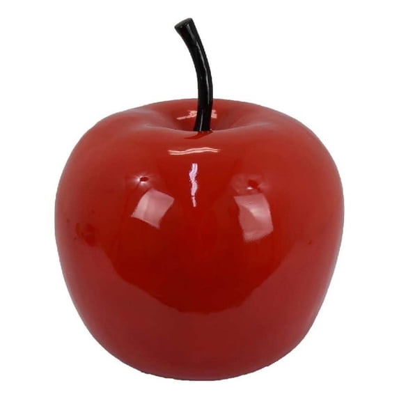 Benjara Masu Tabletop Accent Decor- 16" Apple Design Glossy Red Resin Body