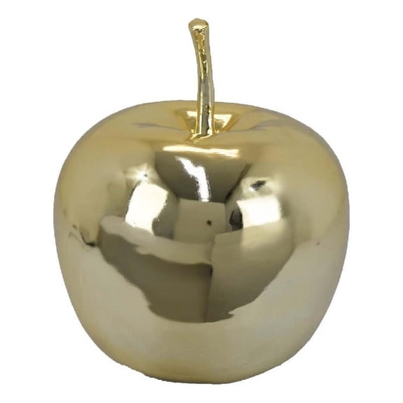 Benjara Masu Tabletop Accent Decor- 16" Apple Design- Gold Resin Body