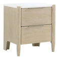 thumbnail image 1 of Maty Nightstand- 2 Drawers- White Marble Top- Light Oak Brown Ceruse, 1 of 6