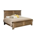 Benjara Maze Queen Size Bed, Farmhouse Panel Headboard, Natural Mango
