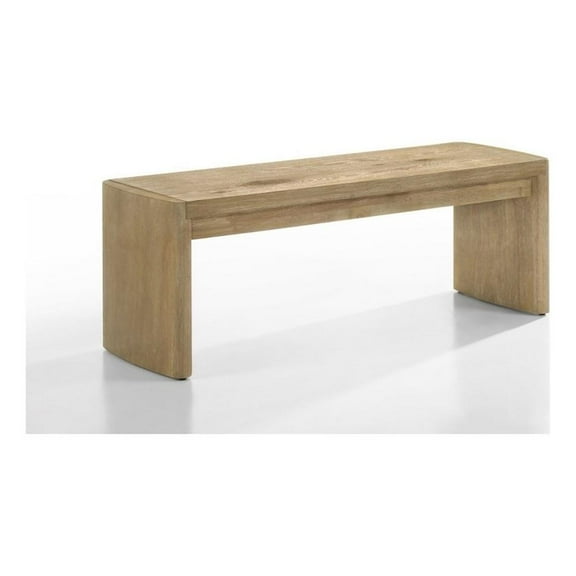 Meni 51 Inch Wide Dining Bench- Panel Legs- Oak Brown Solid Wood