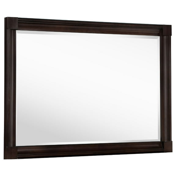 Benjara Meon Dresser Mirror, Dark Oak Brown Wood Frame, Rectangular 32 Inch