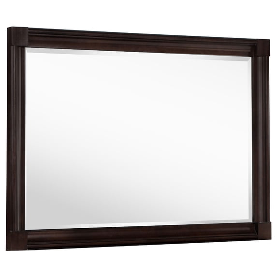 Benjara Meon Dresser Mirror, Dark Oak Brown Wood Frame, Rectangular 32 Inch
