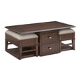 thumbnail image 1 of Merry Coffee Table with 2 Nesting Ottomans- Brown Wood- Beige, 1 of 6