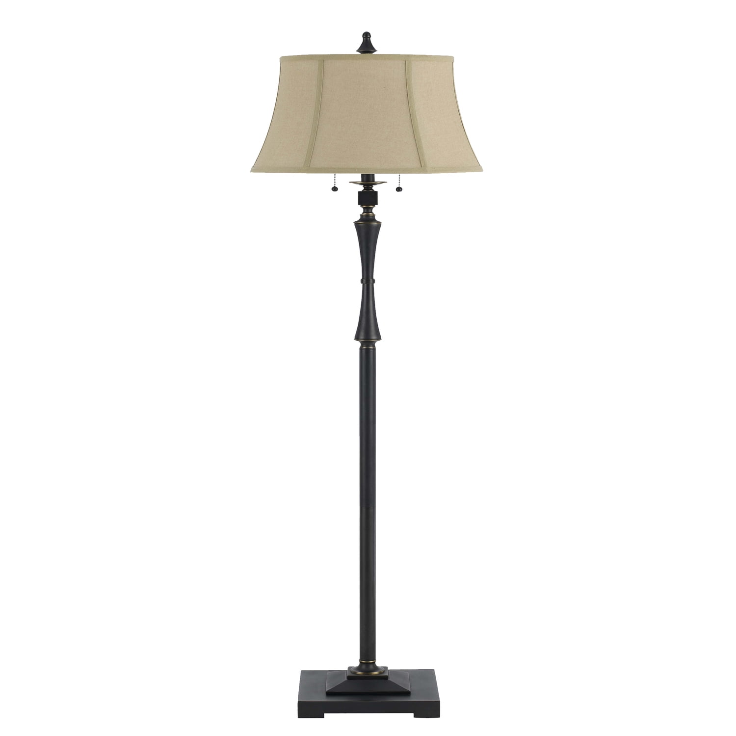 Sophisticated Black Metal Floor Lamp with Beige Fabric Shade