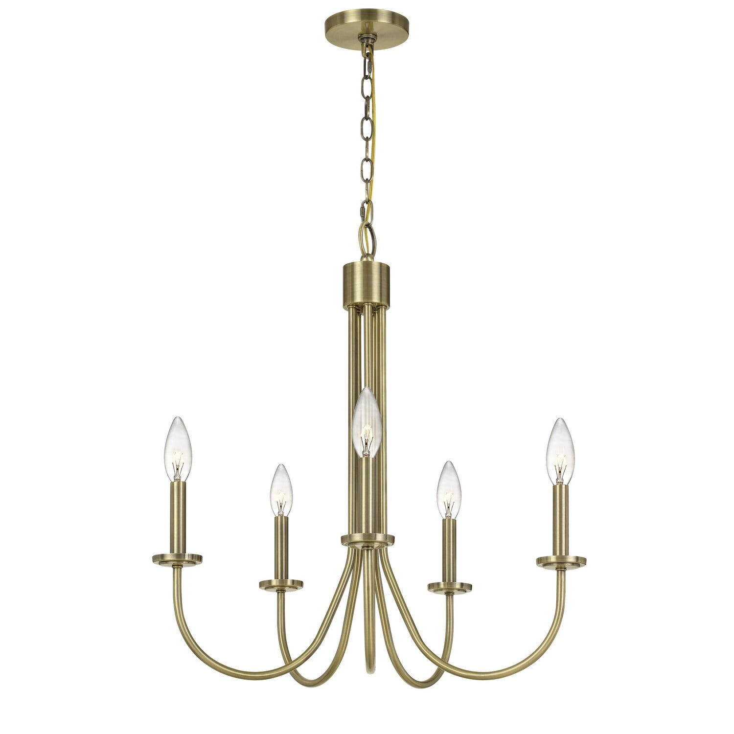 Elegant Brass and Crystal 5-Light Candelabra Chandelier
