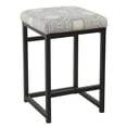 thumbnail image 1 of Benzara Metal Counter Stool with Geometric Pattern Fabric Upholstered Seat, Gray and Black, 1 of 2