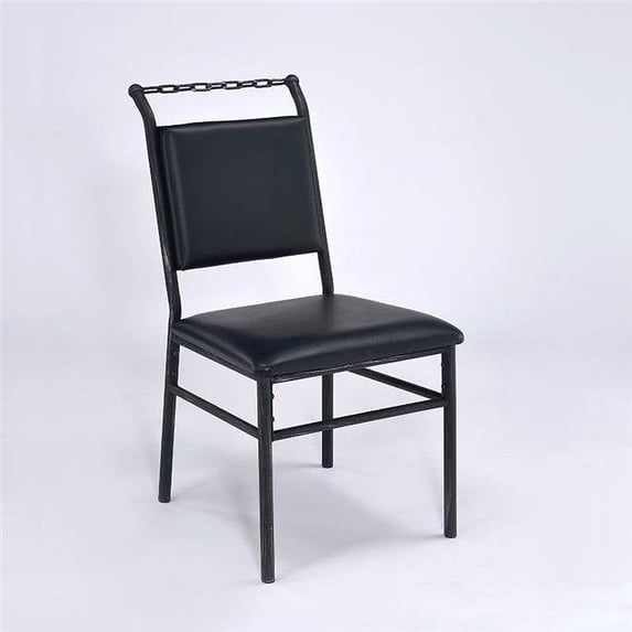 Benjara Metal Frame Leather Upholstered Armless Chair, Black