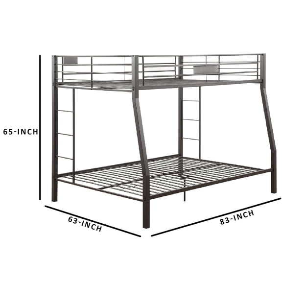 Metal Full XL/Queen Bunk Bed, Black Sand
