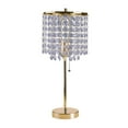 thumbnail image 1 of Metal Stalk Design Table Lamp with Hanging Crystals Shade, Gold- Saltoro Sherpi, 1 of 5