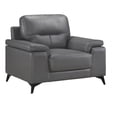 thumbnail image 1 of Mica 36 Inch Accent Chair- Dark Gray Top Grain and Faux Leather- Metal Legs, 1 of 6