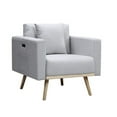 thumbnail image 1 of Mico 33 Inch Modern Sofa Chair with USB Ports and Pocket, Light Gray Fabric- Saltoro Sherpi, 1 of 5