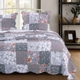 thumbnail image 1 of Benjara Microfiber Quilt and 1 Pillow Sham Set with Floral Prints, Multicolor, 1 of 4