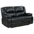 thumbnail image 1 of Mila Manual Recliner Loveseat, Black Faux Leather, Pillow Top Arms, 62 Inch, 1 of 2