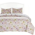 thumbnail image 1 of Milan 3 Piece Microfiber Blooming Flower Pattern Queen Quilt Set, White and Pink- Saltoro Sherpi, 1 of 5