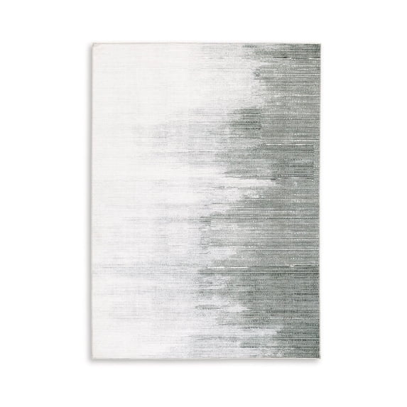 Benjara Mili 8 x 10 Area Rug, Abstract Pattern Washable Gray White Polyester