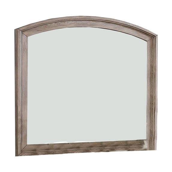 Mirror with Curved Top Frame and Weathered Look, Gray