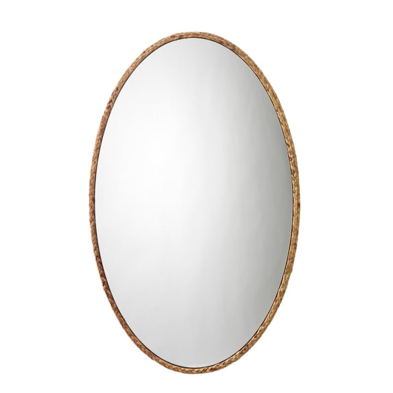 Benjara Mirror with Oval Encasing and Seagrass Braiding, Brown