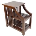thumbnail image 1 of Benjara Mission Style Sculpted Side Table with 2 Slatted Shelves, Brown, 1 of 3
