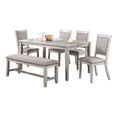 thumbnail image 1 of Benjara Modern 6 PC Dining Set with Table- 4 Chairs & Bench- Plush Seats- Gray, 1 of 5