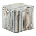 thumbnail image 1 of Modern Pouf Ottoman- Multicolor Vertical Striped Jacquard- 16 Inch, 1 of 6