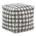 thumbnail image 1 of Modern Pouf Ottoman- White Black Checkered Jacquard- 16 Inch Square, 1 of 6