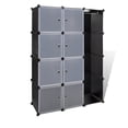 thumbnail image 1 of Modular Cabinet, 8 Storage n Hanging Compartments, Black White 59 Inch, 1 of 6
