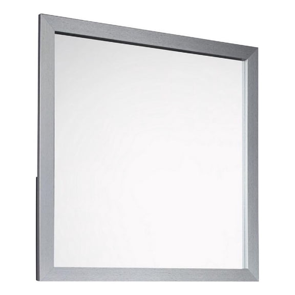 Benjara Moko 40 x 40 Dresser Mirror- Square- Modern Style- Gray Finished Frame