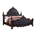 thumbnail image 1 of Moni Queen Bed, Black Button Tufted Classical Upholstery, Cherry Brown Wood, 1 of 7