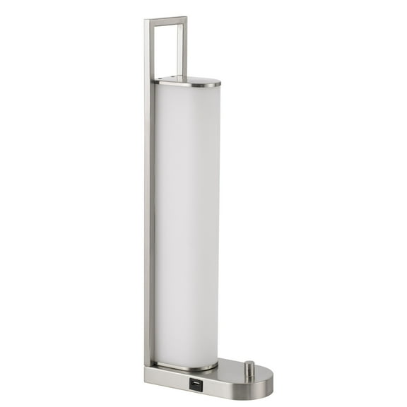 Mora Table Lamp, 2 USB Ports, Dimmer LED Light, Chrome Steel 23 Inch