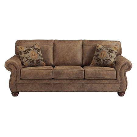 Benjara Nailhead Trim Leatherette Queen Size Sofa Sleeper, Brown